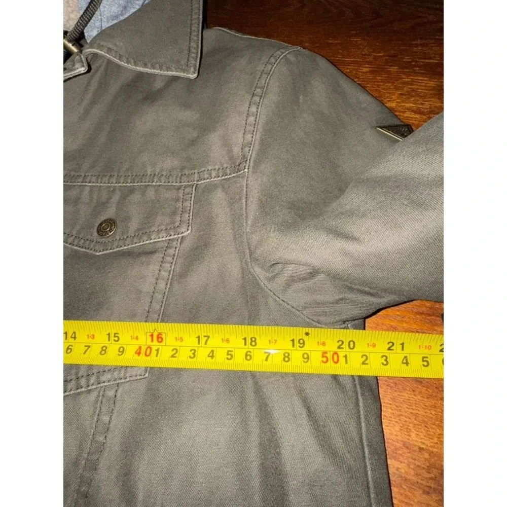 Guess Men's Size M Sherpa Lined Military Style Hooded Jacket Snap Button Olive